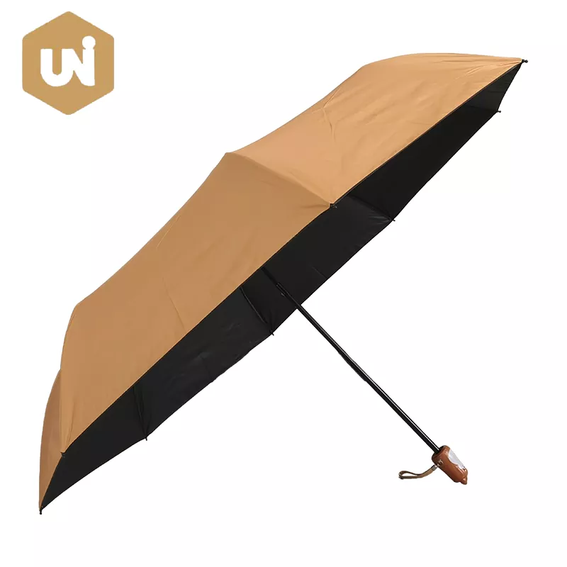 Animal Head Handle Umbrella with Black Coating