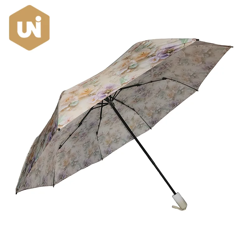 Floral Pattern Folding Manual Open Umbrella