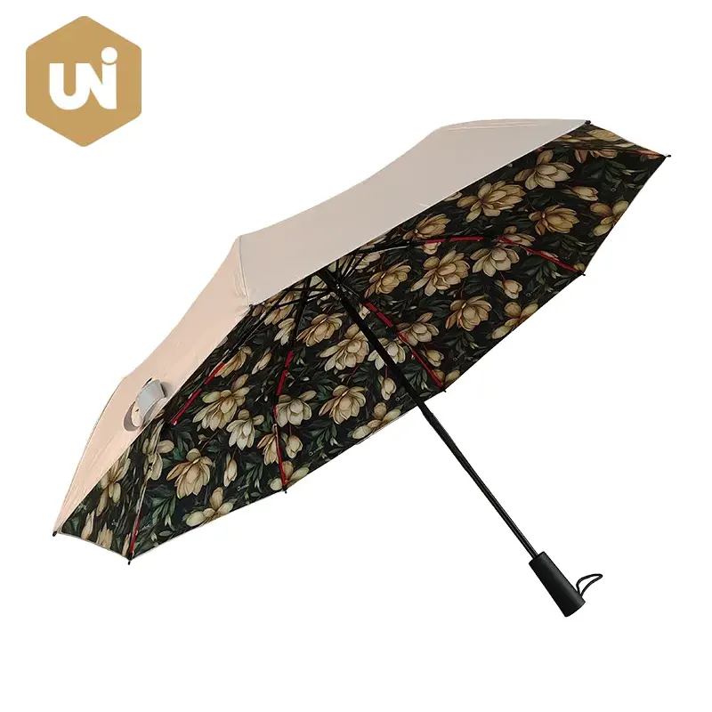 Flower Silver Manual Open Umbrella